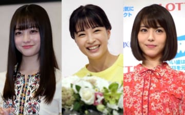 橋本環奈さん（2020年2月、時事通信フォト）、広瀬すずさん（2020年9月、時事）、浜辺美波さん