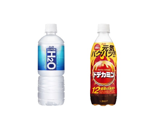 スポーツドリンク「アサヒ スーパーH2O」（左）と炭酸飲料「ドデカミン」（いずれもアサヒ飲料のホームページより）