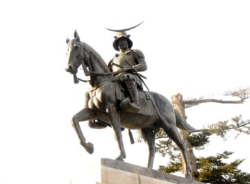 仙台市にある伊達政宗像。現在は修復中