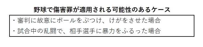 野球で傷害罪が適用される可能性のあるケース