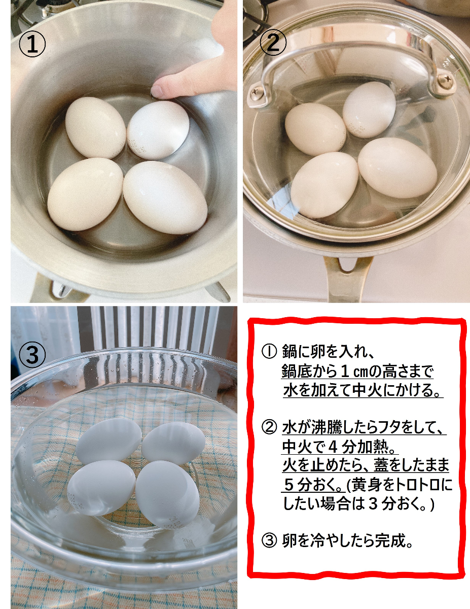 短時間でゆで卵を作る方法(農林水産省の公式Xアカウントより)