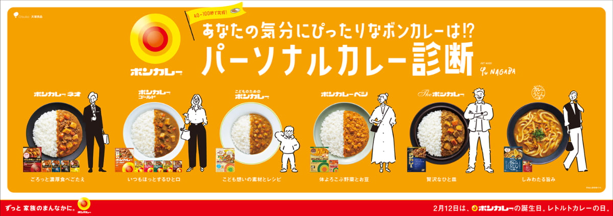 ボンカレーの公式サイトで配信中の「パーソナルカレー診断」コンテンツ（大塚食品提供）