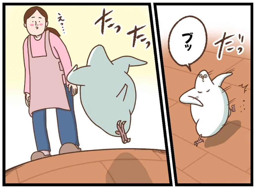 漫画「感動の再会」のカット（タクセニョリータさん提供）