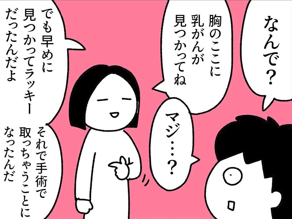 漫画「乳がんの話」のカット（ちょっ子さん提供）