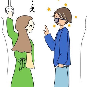 漫画「女性専用車両で知らない人に怒鳴られたお話。」のカット（ぴえちゃんさん提供）
