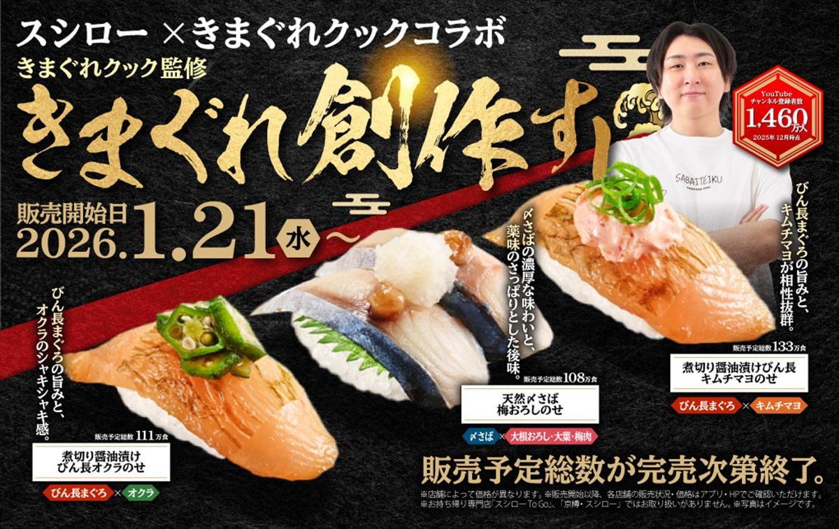 スシローと「きまぐれクック」のコラボビジュアル