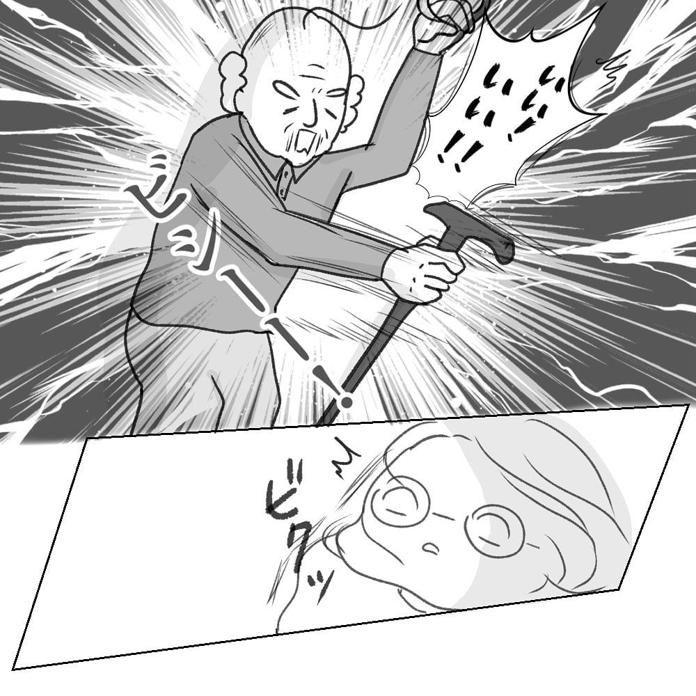 漫画「私の頭の中の忖度無し子さん 電車編」のカット（かあさんさん提供）