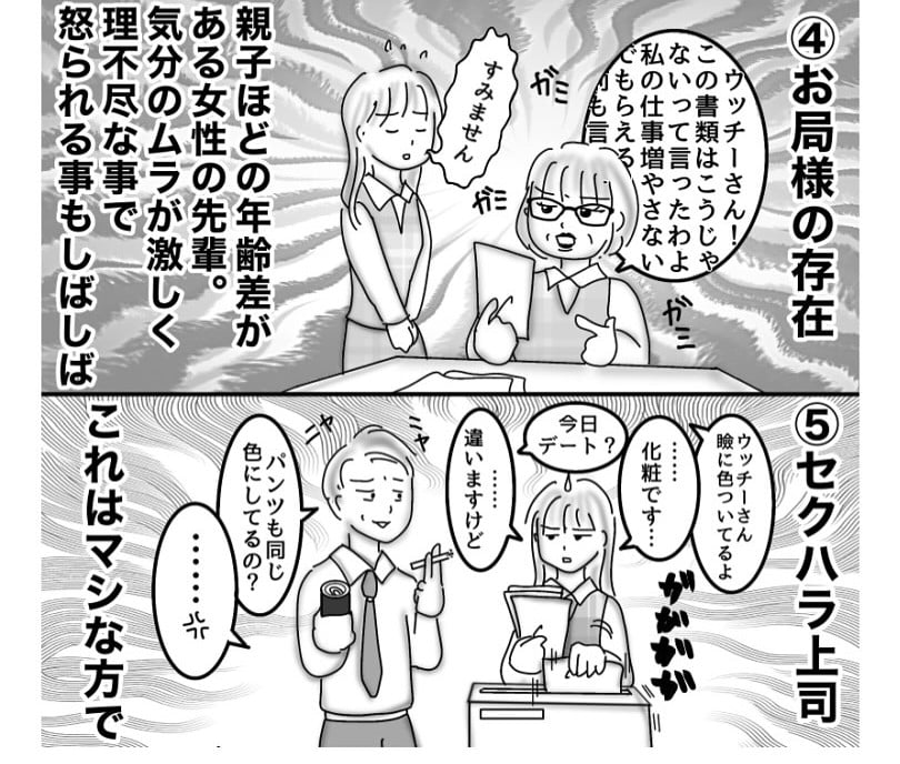 新入社員だった頃の思い出を描いた漫画のカット（オムニウッチーさん提供）