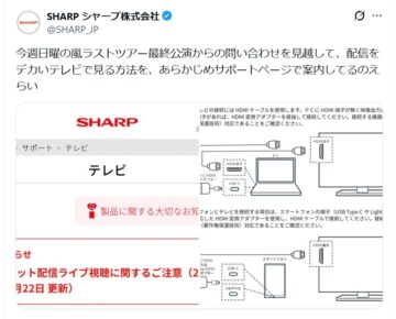 シャープの公式Xアカウントより