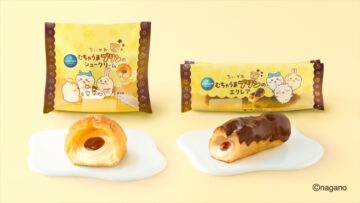 「むちゃうまプリンのシュークリーム」（左）と「むちゃうまプリンのエクレア」
