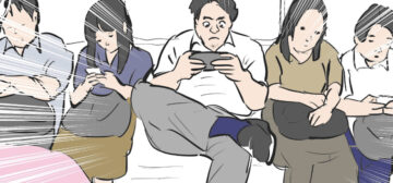 電車で見かけたマナーの悪い男について描いた漫画のカット（りえ太郎さん提供）